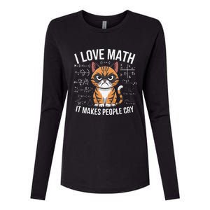 I Love Math It Makes People Cry Mathematician Cat Lover Womens Cotton Relaxed Long Sleeve T-Shirt