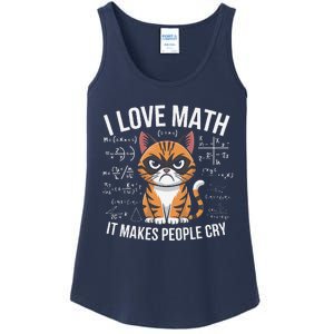 I Love Math It Makes People Cry Mathematician Cat Lover Ladies Essential Tank