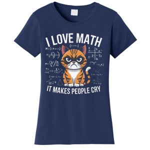 I Love Math It Makes People Cry Mathematician Cat Lover Women's T-Shirt