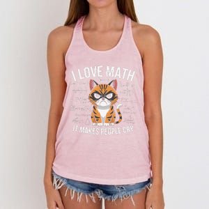 I Love Math It Makes People Cry Mathematician Cat Lover Women's Knotted Racerback Tank