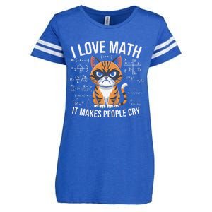 I Love Math It Makes People Cry Mathematician Cat Lover Enza Ladies Jersey Football T-Shirt