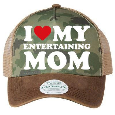 I Love My Mom Heart MotherS Day I Love My Entertaining Mom Gift Legacy Tie Dye Trucker Hat