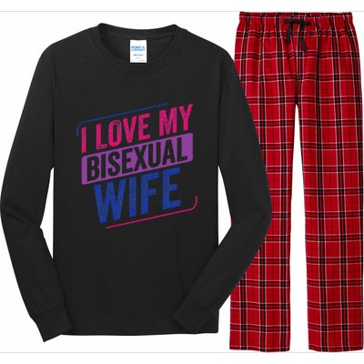 I Love My Bisexual Wife Bi Pride Bisexual Flag Long Sleeve Pajama Set