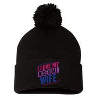 I Love My Bisexual Wife Bi Pride Bisexual Flag Pom Pom 12in Knit Beanie