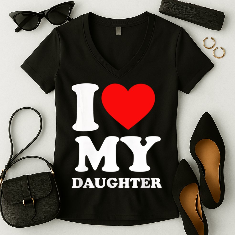 I Love My Daughter Women's V-Neck T-Shirt