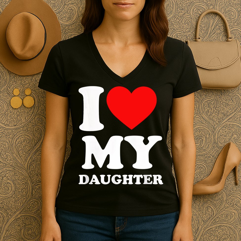 I Love My Daughter Women's V-Neck T-Shirt