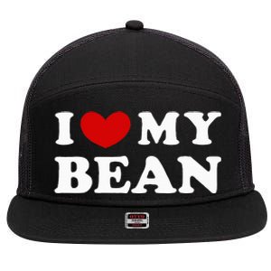 I Love My Bean 7 Panel Mesh Trucker Snapback Hat