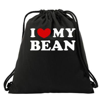 I Love My Bean Drawstring Bag