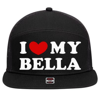 I Love My Bella 7 Panel Mesh Trucker Snapback Hat