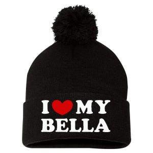 I Love My Bella Pom Pom 12in Knit Beanie