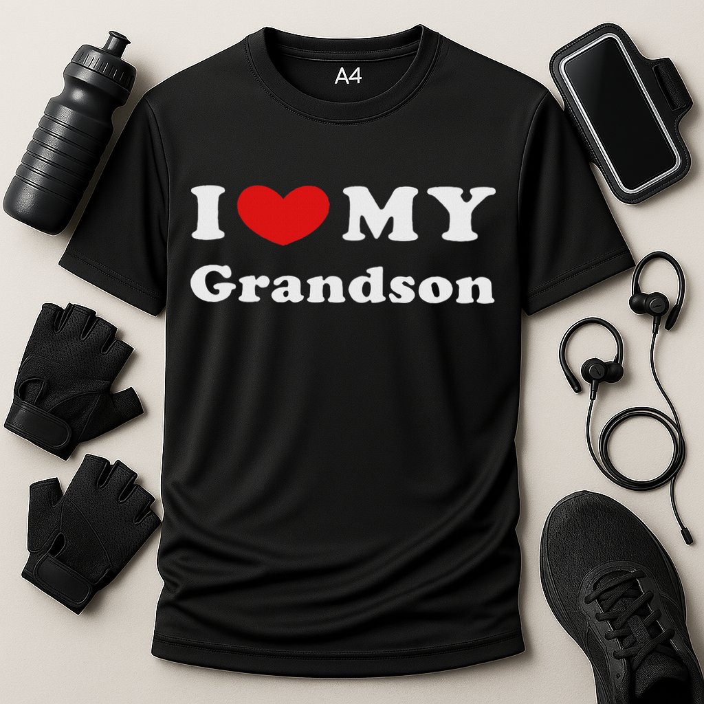 I Love My Grandson, I Heart My Grandson Cooling Performance Crew T-Shirt