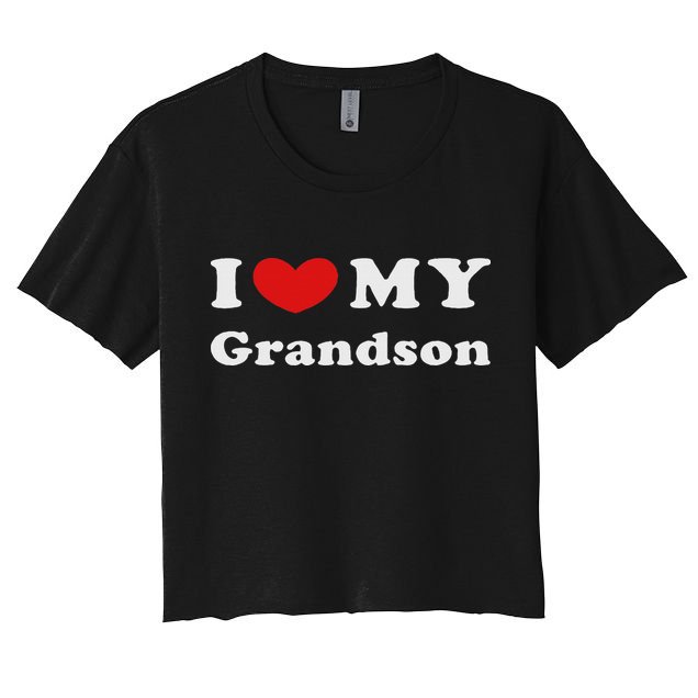 I Love My Grandson, I Heart My Grandson Crop Top