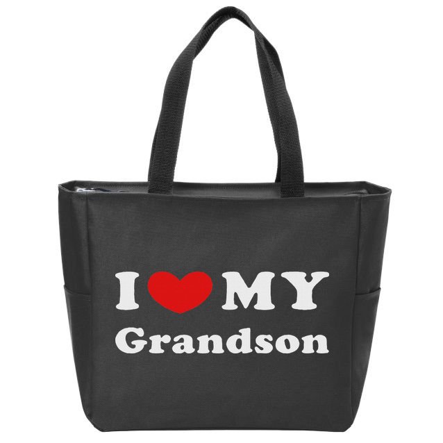 I Love My Grandson, I Heart My Grandson Zip Tote Bag
