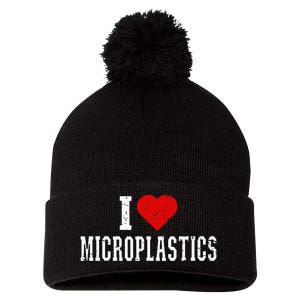 I Love Microplastics Pom Pom 12in Knit Beanie