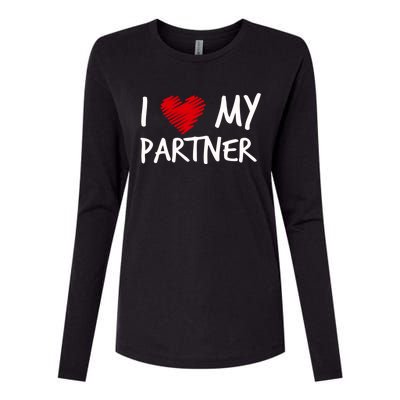 I Love My Partner Valentines Outfit Matching Wife Family Cute Gift Womens Cotton Relaxed Long Sleeve T-Shirt