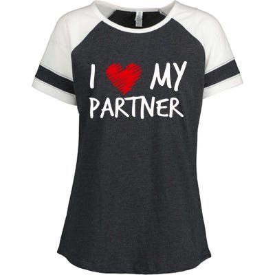 I Love My Partner Valentines Outfit Matching Wife Family Cute Gift Enza Ladies Jersey Colorblock Tee