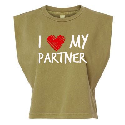 I Love My Partner Valentines Outfit Matching Wife Family Cute Gift Garment-Dyed Women's Muscle Tee