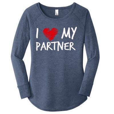 I Love My Partner Valentines Outfit Matching Wife Family Cute Gift Women's Perfect Tri Tunic Long Sleeve Shirt