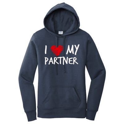 I Love My Partner Valentines Outfit Matching Wife Family Cute Gift Women's Pullover Hoodie