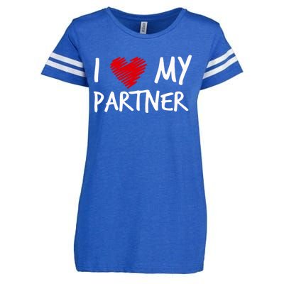 I Love My Partner Valentines Outfit Matching Wife Family Cute Gift Enza Ladies Jersey Football T-Shirt