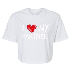 I Love My Partner Valentines Outfit Matching Wife Family Cute Gift Bella+Canvas Jersey Crop Tee