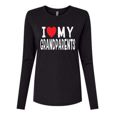 I Love My Grandparents Family Celebration Of Grandma Grandpa Womens Cotton Relaxed Long Sleeve T-Shirt