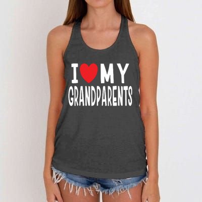 I Love My Grandparents Family Celebration Of Grandma Grandpa Women's Knotted Racerback Tank