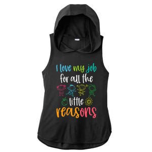 I Love My Job for All the Little Reasons 100 Days of School Ladies PosiCharge Tri-Blend Wicking Draft Hoodie Tank