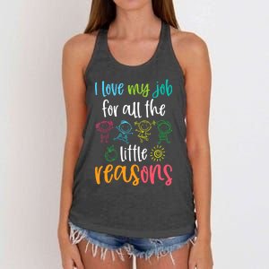 I Love My Job for All the Little Reasons 100 Days of School Women's Knotted Racerback Tank