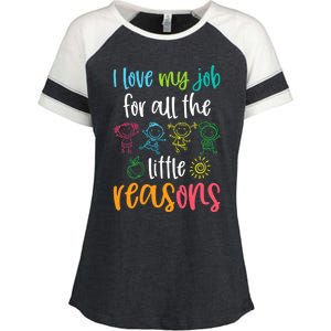 I Love My Job for All the Little Reasons 100 Days of School Enza Ladies Jersey Colorblock Tee