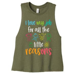 I Love My Job for All the Little Reasons 100 Days of School Women's Racerback Cropped Tank