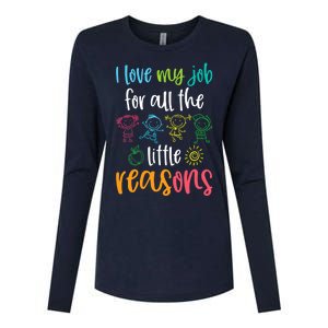 I Love My Job for All the Little Reasons 100 Days of School Womens Cotton Relaxed Long Sleeve T-Shirt