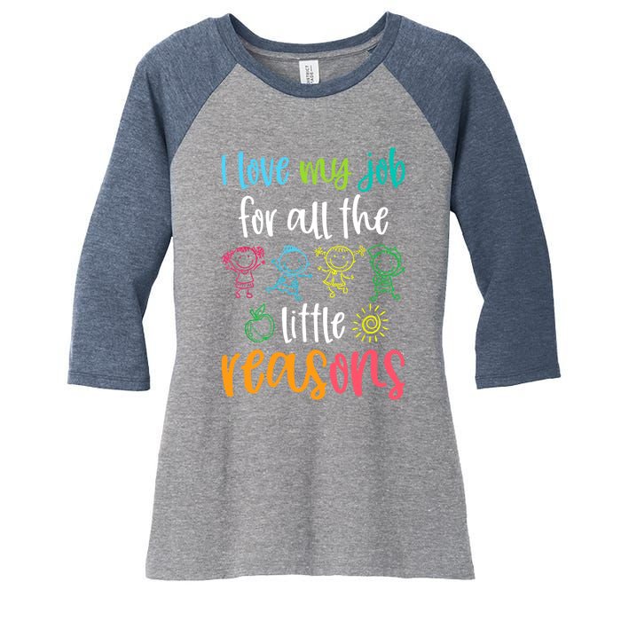 I Love My Job for All the Little Reasons 100 Days of School Women's Tri-Blend 3/4-Sleeve Raglan Shirt