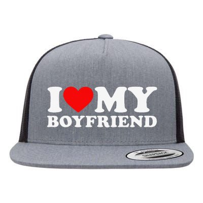 I Love My Boyfriend I Heart My Boyfriend BF Flat Bill Trucker Hat