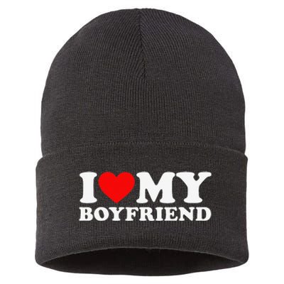 I Love My Boyfriend I Heart My Boyfriend BF Sustainable Knit Beanie