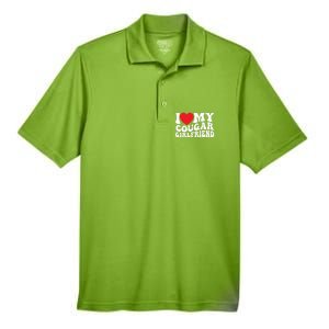 I Love My Cougar Friend Groovy Retro Gift Men's Origin Performance Pique Polo