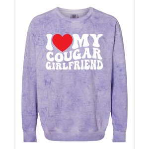 I Love My Cougar Friend Groovy Retro Gift Colorblast Crewneck Sweatshirt