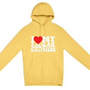 I Love My Cougar Friend Groovy Retro Gift Premium Pullover Hoodie