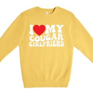 I Love My Cougar Friend Groovy Retro Gift Premium Crewneck Sweatshirt