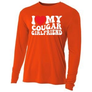 I Love My Cougar Friend Groovy Retro Gift Cooling Performance Long Sleeve Crew