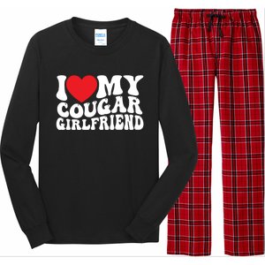 I Love My Cougar Friend Groovy Retro Gift Long Sleeve Pajama Set