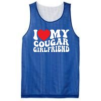 I Love My Cougar Friend Groovy Retro Gift Mesh Reversible Basketball Jersey Tank