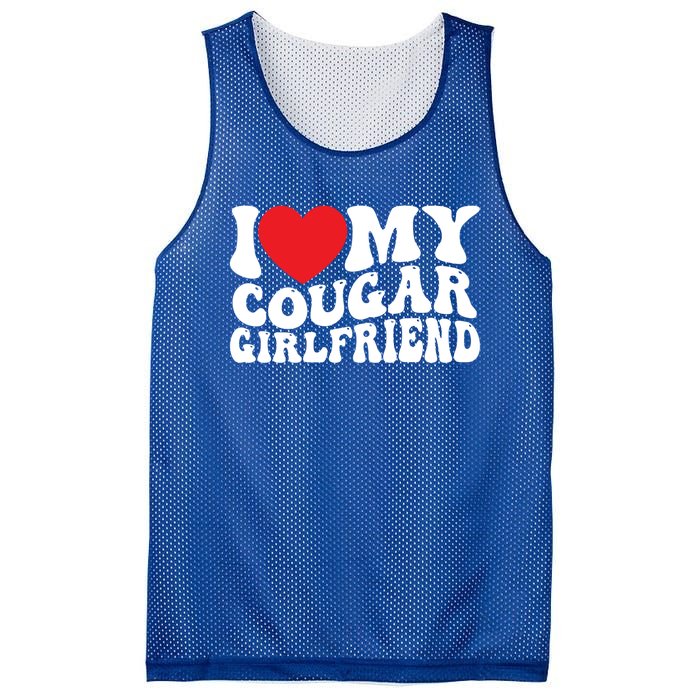 I Love My Cougar Friend Groovy Retro Gift Mesh Reversible Basketball Jersey Tank