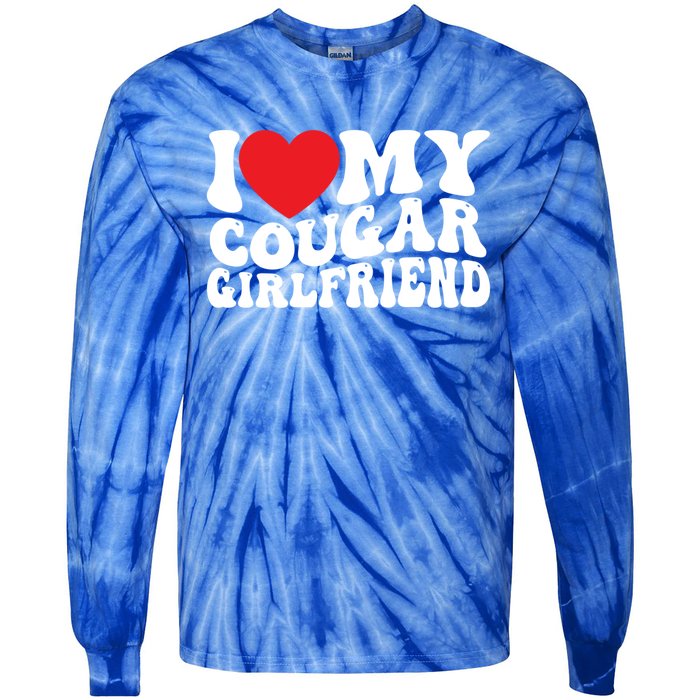 I Love My Cougar Friend Groovy Retro Gift Tie-Dye Long Sleeve Shirt