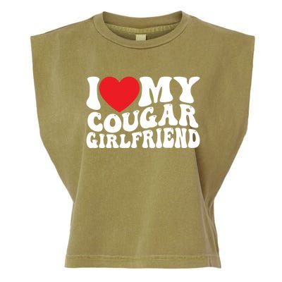 I Love My Cougar Friend Groovy Retro Gift Garment-Dyed Women's Muscle Tee