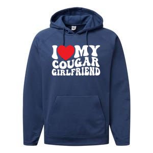 I Love My Cougar Friend Groovy Retro Gift Performance Fleece Hoodie