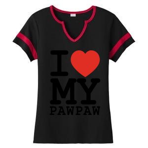 I Love My Pawpaw Family Matching Valentines Day Gift Ladies Halftime Notch Neck Tee