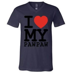 I Love My Pawpaw Family Matching Valentines Day Gift V-Neck T-Shirt