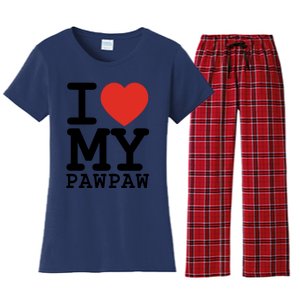 I Love My Pawpaw Family Matching Valentines Day Gift Women's Flannel Pajama Set