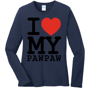 I Love My Pawpaw Family Matching Valentines Day Gift Ladies Long Sleeve Shirt